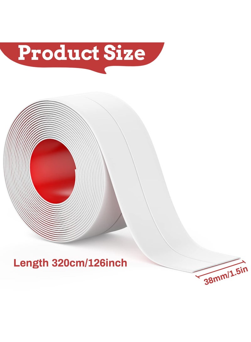 VIUAUAX White Caulking Tape, 2 Rolls Self Adhesive Caulk Strip, Caulk Tape White Bathroom Corner Caulking Tape Waterproof Self Adhesive Sealing Tape Used for Kitchen Sink Bathroom Bathtub Tub Floor Wall Edge Protector Strip,Waterproof Sealant Tape for Kitchen, Bathroom, Shower, Bathtub, Toilet, Wall Floor, Countertop with Sealing Tool (126 x 1.5in) - Image 2