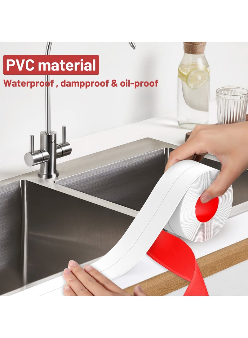 VIUAUAX White Caulking Tape, 2 Rolls Self Adhesive Caulk Strip, Caulk Tape White Bathroom Corner Caulking Tape Waterproof Self Adhesive Sealing Tape Used for Kitchen Sink Bathroom Bathtub Tub Floor Wall Edge Protector Strip,Waterproof Sealant Tape for Kitchen, Bathroom, Shower, Bathtub, Toilet, Wall Floor, Countertop with Sealing Tool (126 x 1.5in) - Image 4