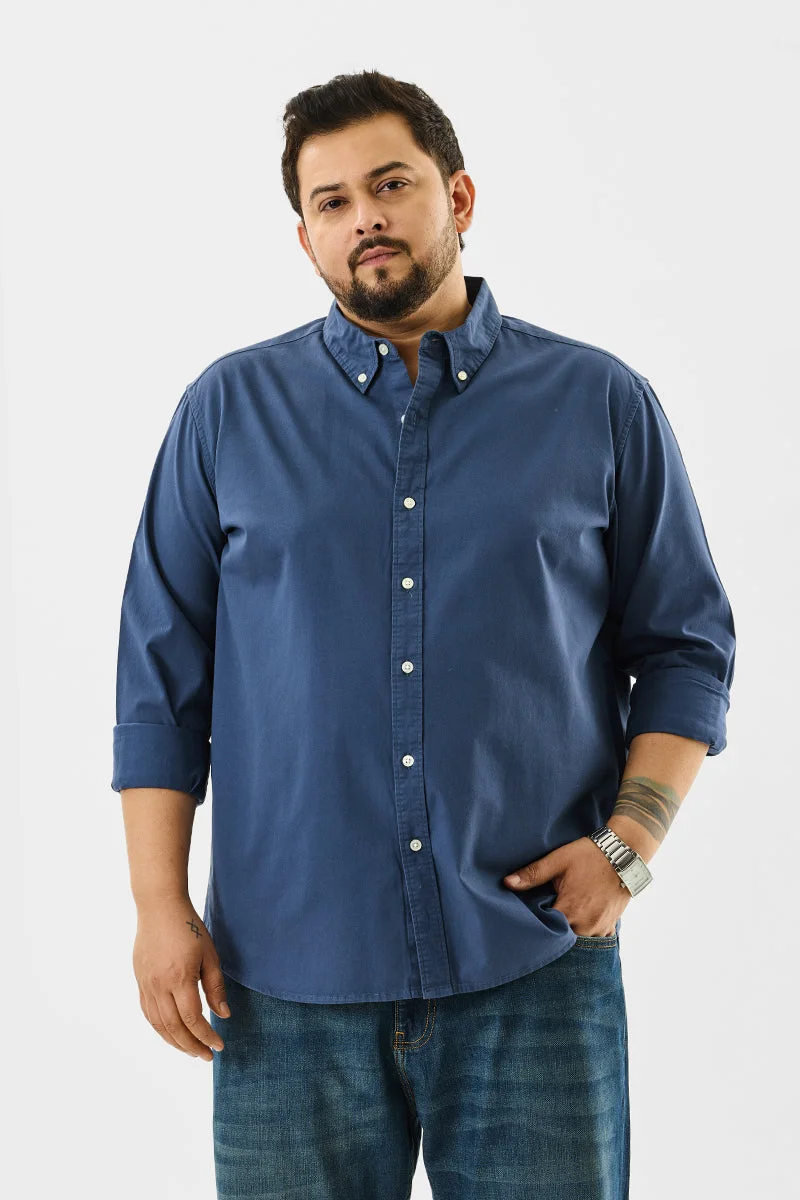 SNITCH Blue Elbow Patch Plus Size Shirt
