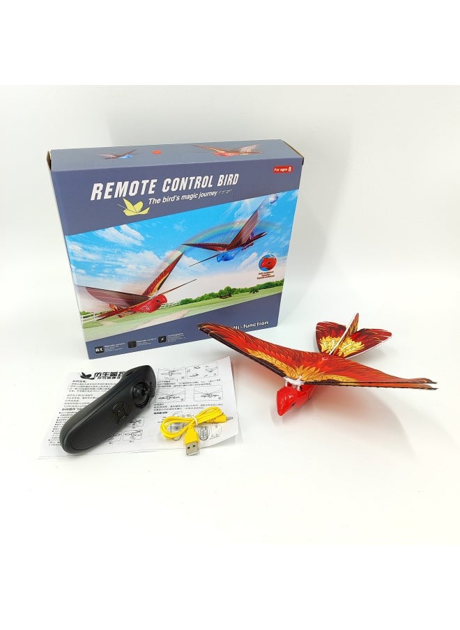 Explosions Bionic Remote Control Bird Roll Free Flight Electric Flapping Wing Luban Bird Cool Children's Toys-Color:Remote Control Flying Bird Cloth Wings (red)  - Image 1