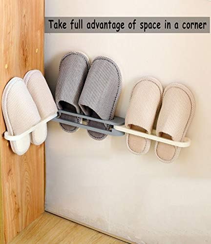 ravido 1PCS Magic Sticker Folding Slippers Rack Hanging Shoe Organizers,3 in 1 Folding Holder Shoes Hanger Wall Mounted Shoe and Bathroom Towel Organizer Rack - Image 3