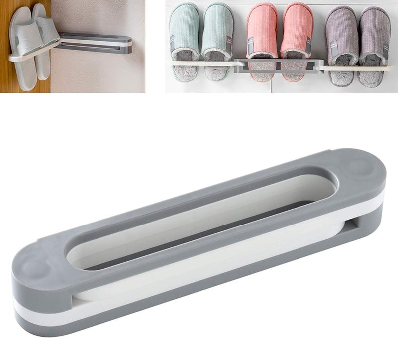 ravido 1PCS Magic Sticker Folding Slippers Rack Hanging Shoe Organizers,3 in 1 Folding Holder Shoes Hanger Wall Mounted Shoe and Bathroom Towel Organizer Rack - Image 1