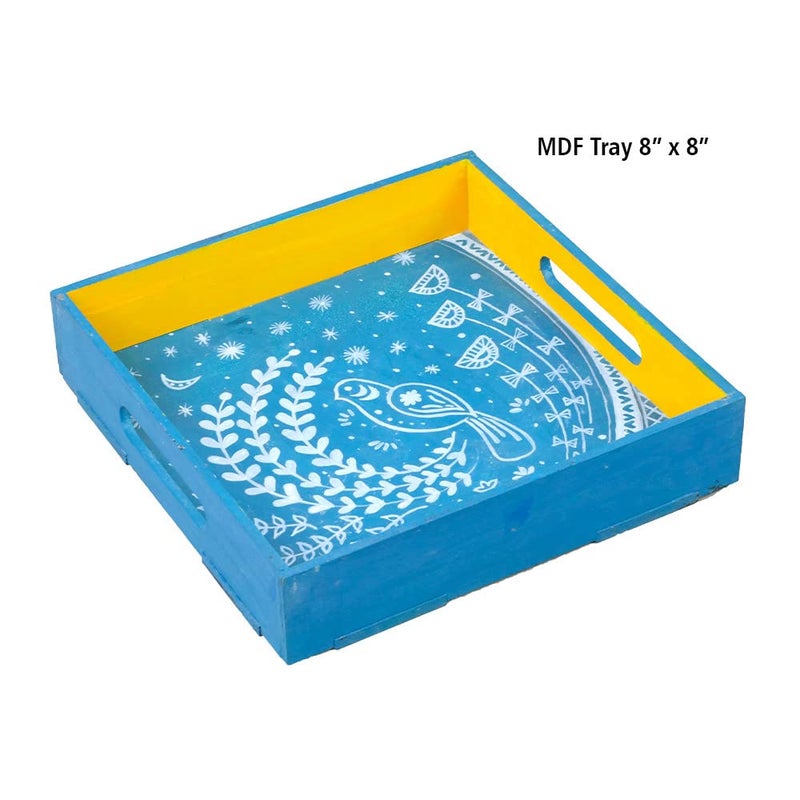 Penkraft Decorative Multipurpose Tray Exclusively HandPainted in Scandinavian Art - Image 2