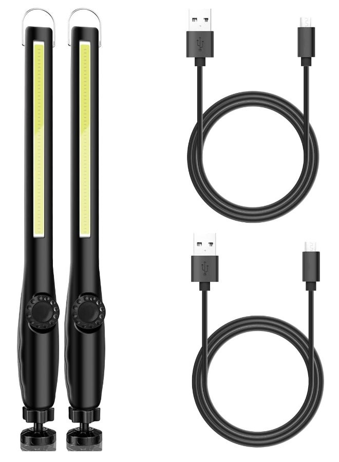 LED Work Light 2PCS- 2200mAh Rechargeable, 600LM Dimmable COB Work Light - Portable Worklight with Magnetic Base and Hook - Ideal for Car Repair, Garage, Emergency, and Outdoor Camping - Image 1