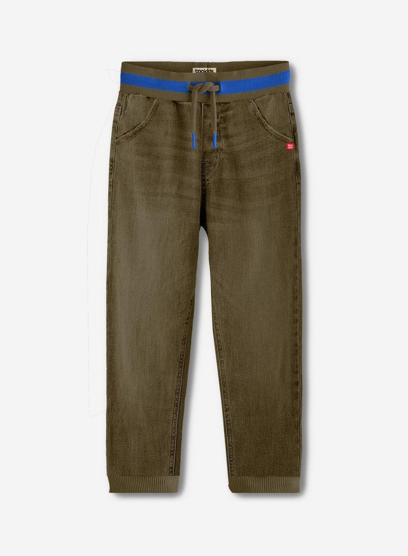 Bonkids Regular Printed Olive Cotton Jeans For Boys Pull On 100 % Cotton  - Image 1