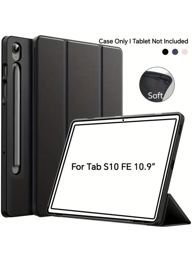 Pink Soft TPU Three Fold Stand Cover For Tab S10 FE Tablet With Auto Wake Sleep - Image 1