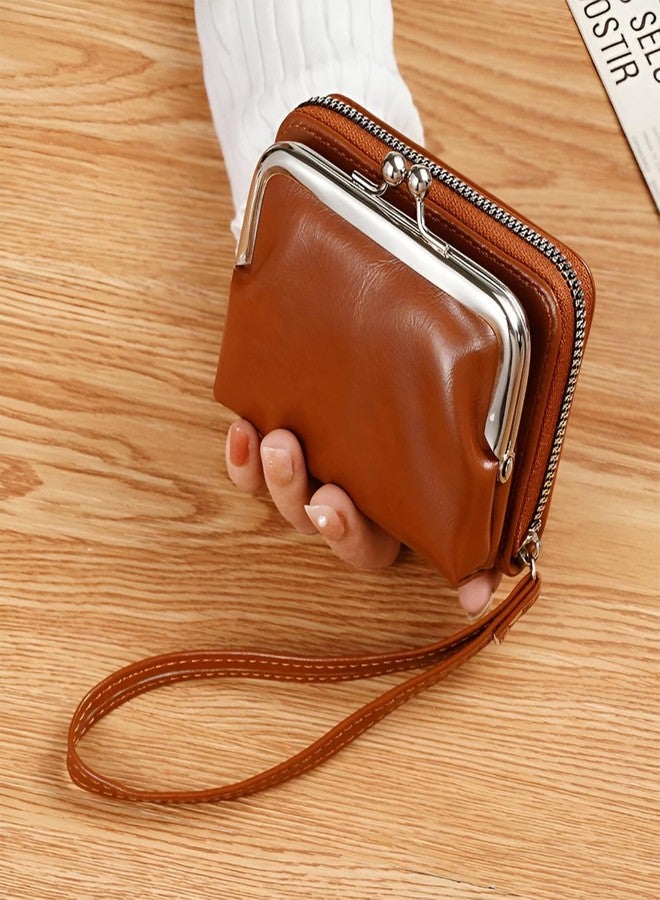SYGA Women's Wallet Wrist Strap Short Coin Purse Coin Clip Bag Multi-Card Slot Card Holder (Light Brown) - Image 2