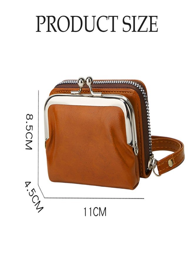 SYGA Women's Wallet Wrist Strap Short Coin Purse Coin Clip Bag Multi-Card Slot Card Holder (Light Brown) - Image 3