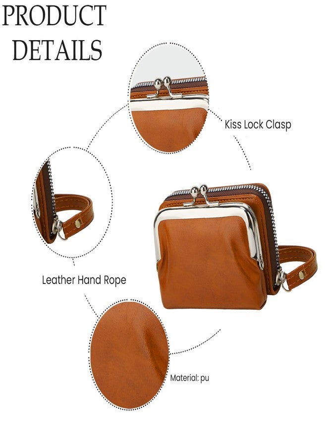 SYGA Women's Wallet Wrist Strap Short Coin Purse Coin Clip Bag Multi-Card Slot Card Holder (Light Brown) - Image 4