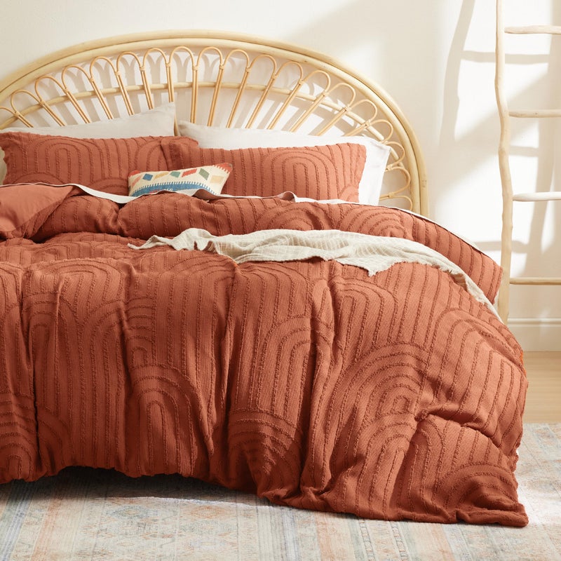 Bedsure Boho Twin Duvet Cover - Boho Bedding Twin Duvet Cover Set for All Seasons, Shabby Chic Jacquard Comforter Bedding (Terracotta,Abstract,68" x 90") - Image 1