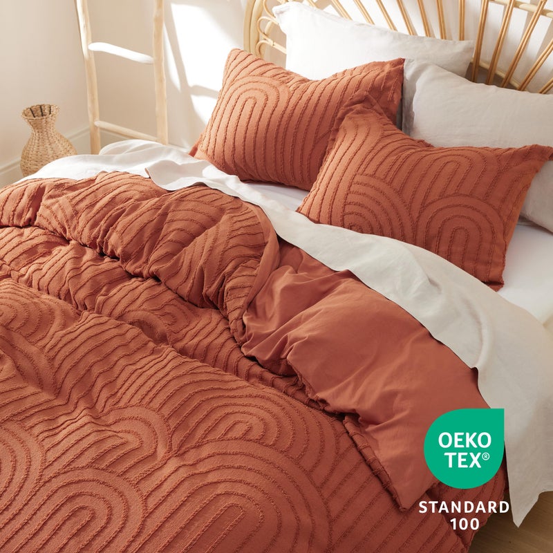 Bedsure Boho Twin Duvet Cover - Boho Bedding Twin Duvet Cover Set for All Seasons, Shabby Chic Jacquard Comforter Bedding (Terracotta,Abstract,68" x 90") - Image 4