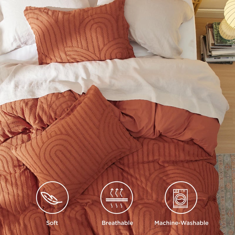 Bedsure Boho Twin Duvet Cover - Boho Bedding Twin Duvet Cover Set for All Seasons, Shabby Chic Jacquard Comforter Bedding (Terracotta,Abstract,68" x 90") - Image 3