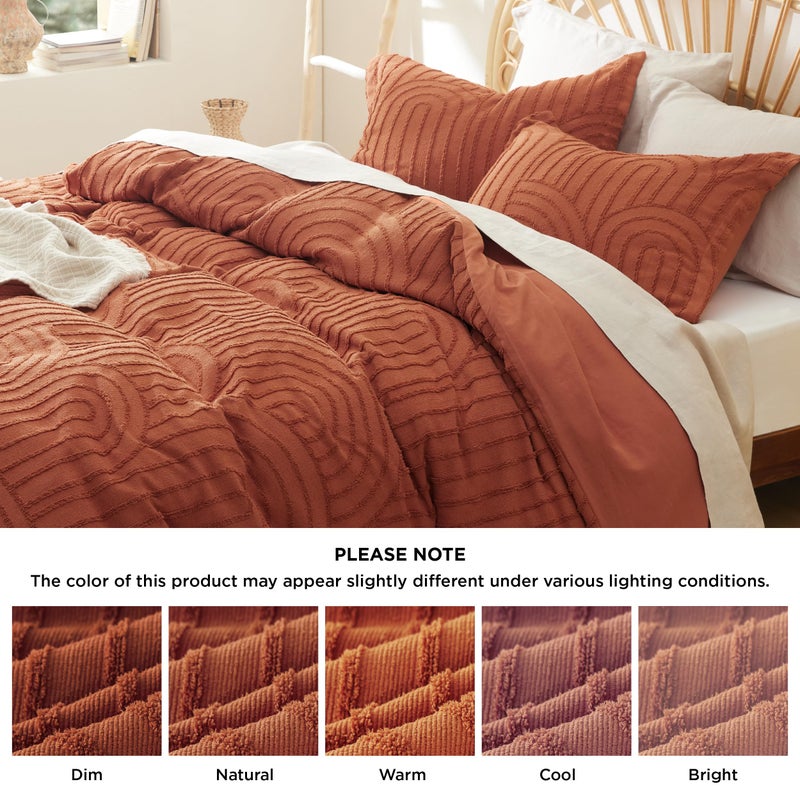 Bedsure Boho Twin Duvet Cover - Boho Bedding Twin Duvet Cover Set for All Seasons, Shabby Chic Jacquard Comforter Bedding (Terracotta,Abstract,68" x 90") - Image 5
