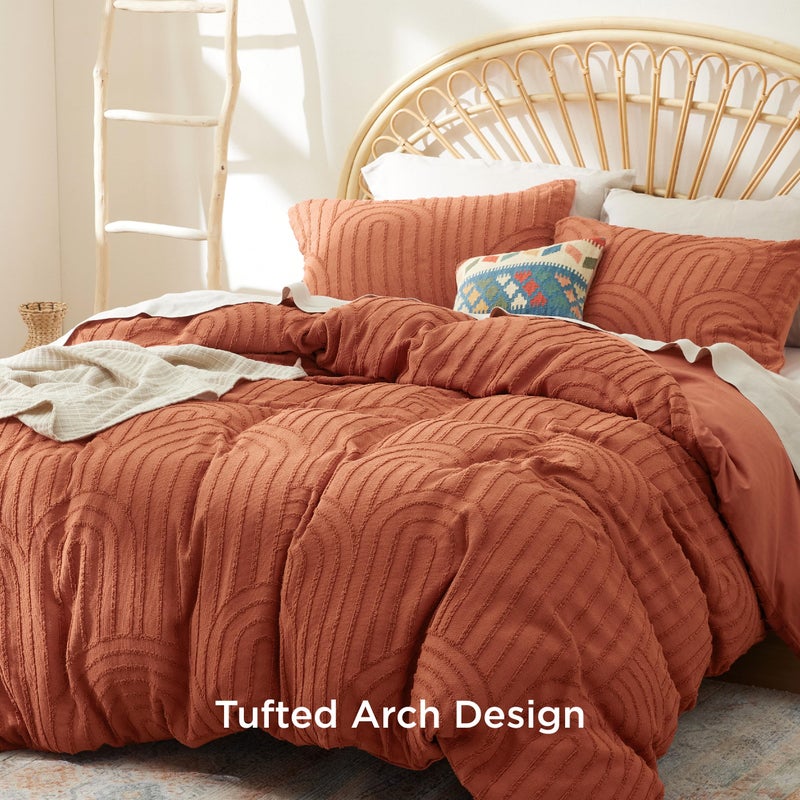 Bedsure Boho Twin Duvet Cover - Boho Bedding Twin Duvet Cover Set for All Seasons, Shabby Chic Jacquard Comforter Bedding (Terracotta,Abstract,68" x 90") - Image 2