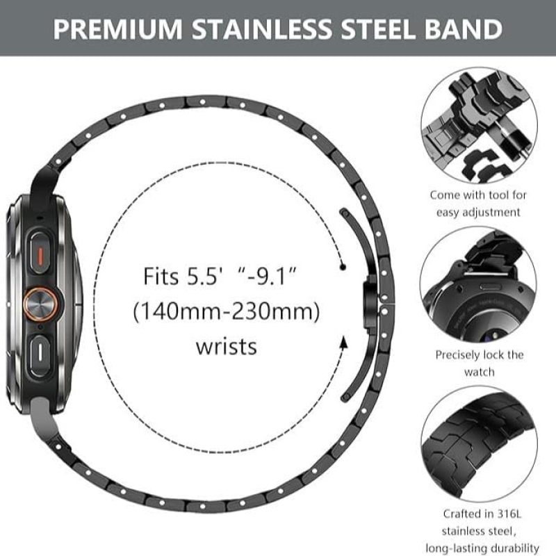 Titanium Steel Watch Strap 47mm Secure Safety Buckle - Iron Man Inspired Design Smartwatch Replacement Band for Samsung Watch7 Ultra 47mm - Image 4