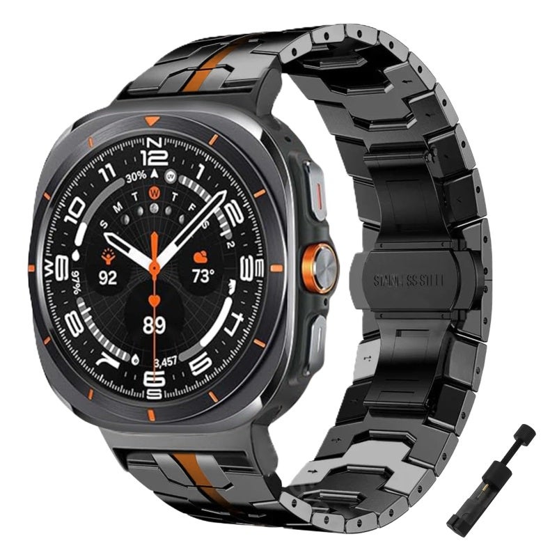 Titanium Steel Watch Strap 47mm Secure Safety Buckle - Iron Man Inspired Design Smartwatch Replacement Band for Samsung Watch7 Ultra 47mm - Image 1