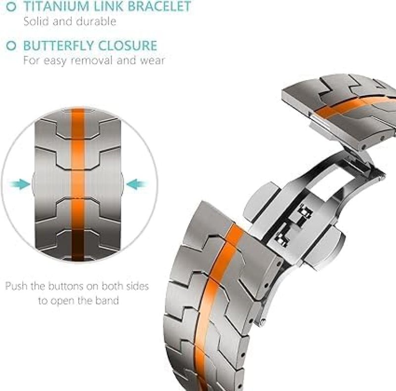 Titanium Steel Watch Strap 47mm Secure Safety Buckle - Iron Man Inspired Design Smartwatch Replacement Band for Samsung Watch7 Ultra 47mm - Image 3