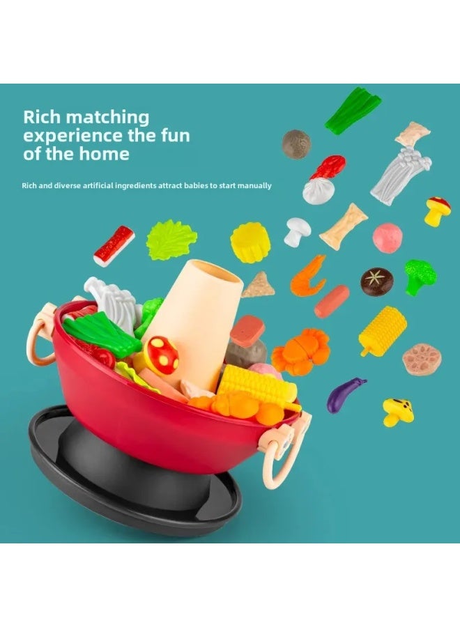 لعبة المطبخ المنزلي وعاء ساخن بدلة دوارة مادة الطفل محاكاة الشوي الصين الأصل البر الرئيسي محاكاة معدات الطبخ المواصفات: مجموعة الإفطار المكونة من 28 قطعة 【مع 2 باخرة】】 - Image 3