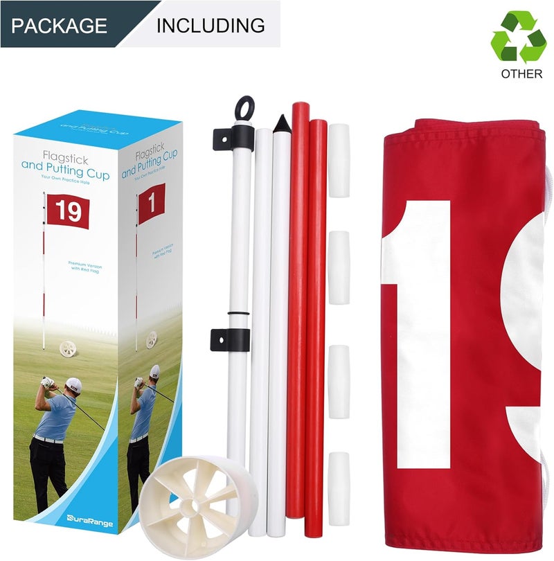 DURARANGE Golf Flagstick 6ft, 5-Section Design, ABS Hole Cup, 420D Nylon Flag for Backyard Practice Putting Green | Driving Range | Country Club, Gift for Golf Lovers - Image 5