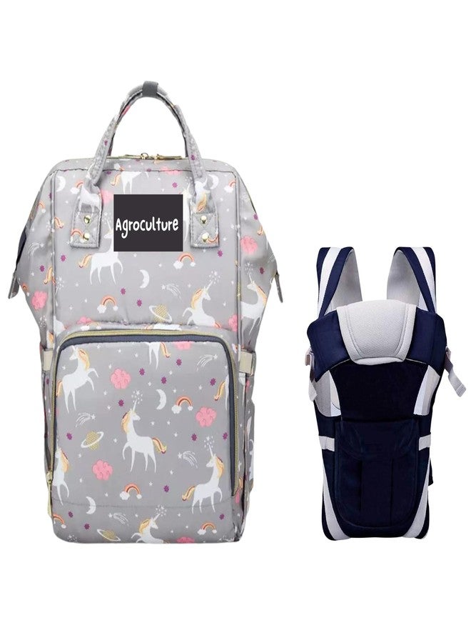 Tip 'n' Top Premium Baby Diaper Bag for Mother + Blue Baby Carrier, Baby Diaper bag (Grey) Pack of 2 - Image 1