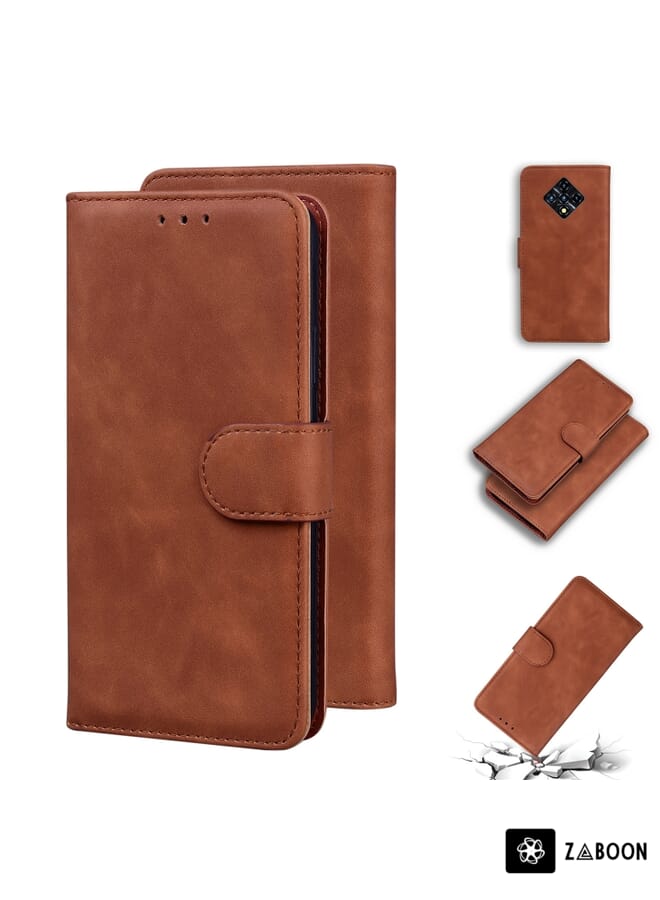 Zaboon Protective Case Cover For Infinix Zero 8 X687 Skin Feel Pure Color Flip Leather - Image 1