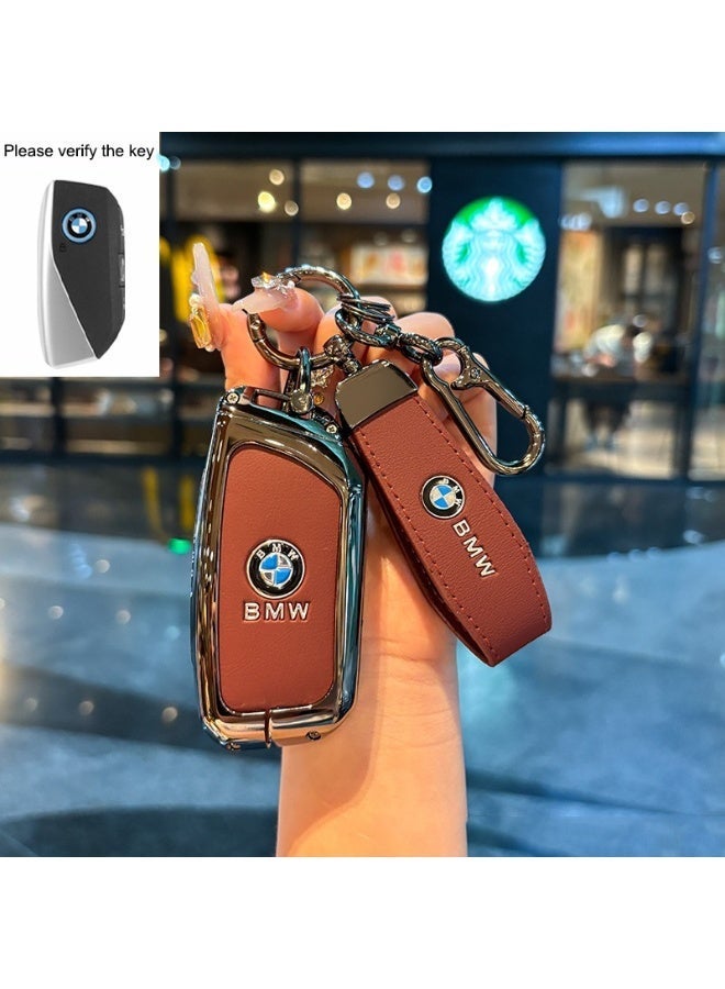 BMW Premium BMW Key Cover Shell for 3 Series 5 Series 7 Series X1 X5 X7 530li 525li - Red Leather Rope Buckle - Image 1