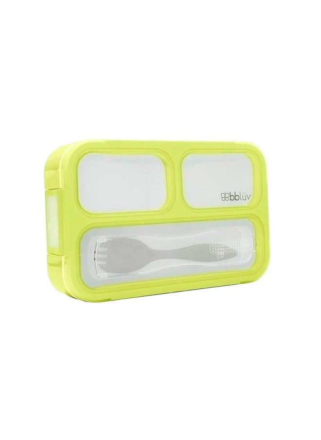 bbluv - Small Sealed Bento Lunchbox With Fork, Lime - Image 1