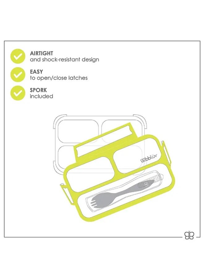 bbluv - Small Sealed Bento Lunchbox With Fork, Lime - Image 1