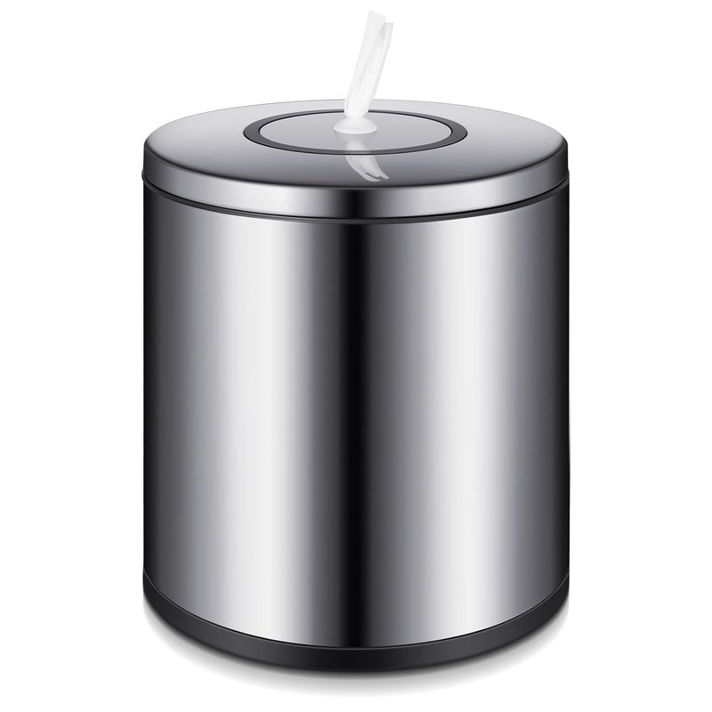 Tandefio Stainless Steel Countertop Wipe Dispenser Fits Wipes on Rolls 10 x 115 Inch Round Tissue Holder Refillable Tabletop Cylinder Container for Fitness Clubs Gym Schools Daycares - Image 1