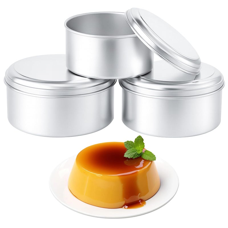 Otoolling 3 Pcs Quesillera Venezolana Con Tapa Molde Aluminum Flan Mold with Lids for Baking Round Molde Para Flan Pan for Quesillo, Cheesecake Cupcake, Pudding - Image 1
