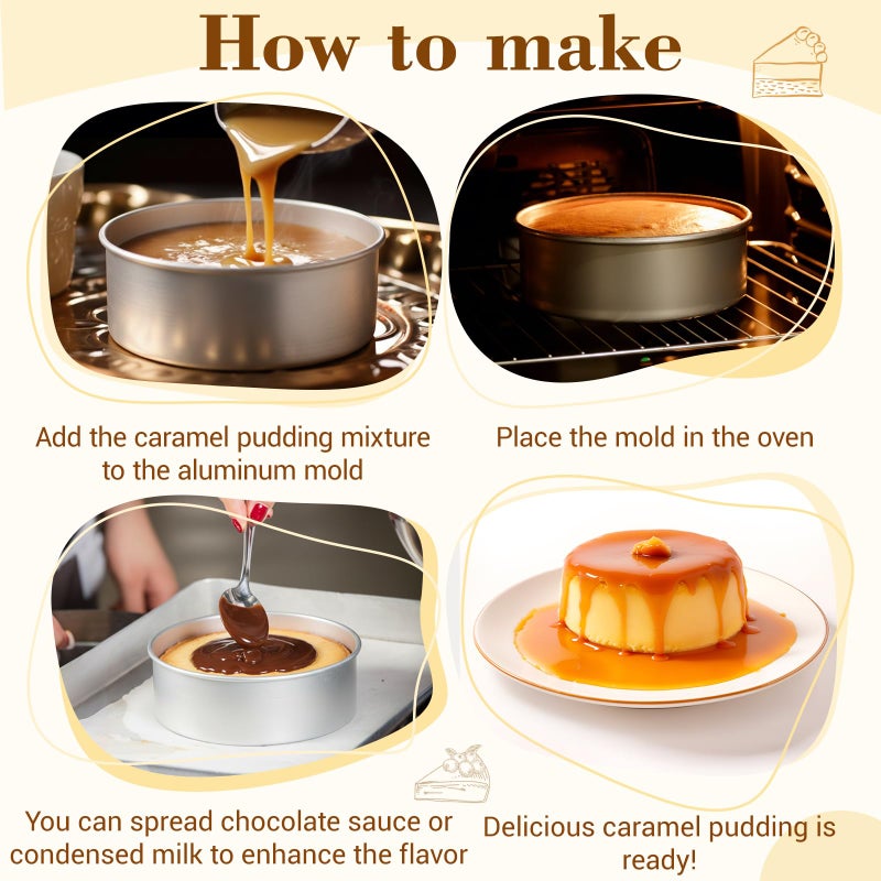 Otoolling 3 Pcs Quesillera Venezolana Con Tapa Molde Aluminum Flan Mold with Lids for Baking Round Molde Para Flan Pan for Quesillo, Cheesecake Cupcake, Pudding - Image 5