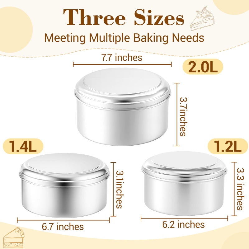 Otoolling 3 Pcs Quesillera Venezolana Con Tapa Molde Aluminum Flan Mold with Lids for Baking Round Molde Para Flan Pan for Quesillo, Cheesecake Cupcake, Pudding - Image 2