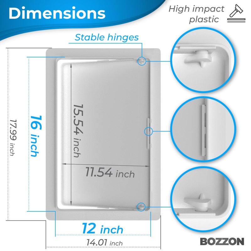 BOZZON Access Panel for Drywall - 12 x 16 inch - Wall Hole Cover - Access Door - Plumbing Access Panel for Drywall - Heavy Durable Plastic White - Image 2