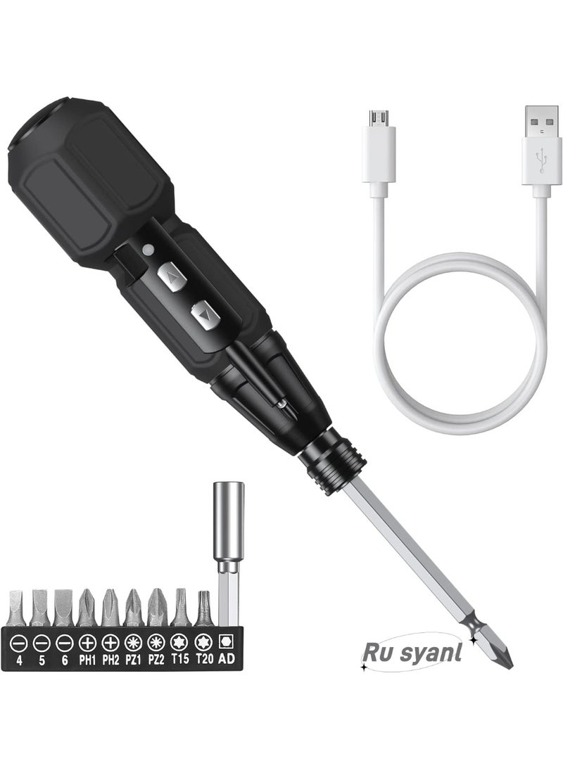 Ru syanl Cordless 3.6V Electric Screwdriver 2-in-1 Manual & Electric – Rechargeable LED Mini Drill with 9 Bits, USB Charging, 160g Portable DIY Home Repair Tool - Image 1