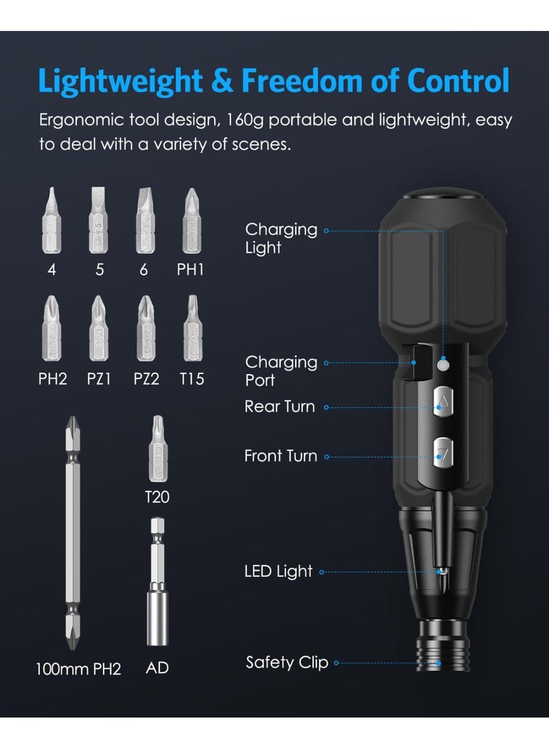 Ru syanl Cordless 3.6V Electric Screwdriver 2-in-1 Manual & Electric – Rechargeable LED Mini Drill with 9 Bits, USB Charging, 160g Portable DIY Home Repair Tool - Image 3