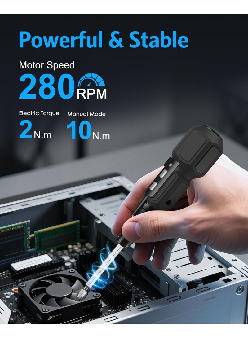 Ru syanl Cordless 3.6V Electric Screwdriver 2-in-1 Manual & Electric – Rechargeable LED Mini Drill with 9 Bits, USB Charging, 160g Portable DIY Home Repair Tool - Image 2