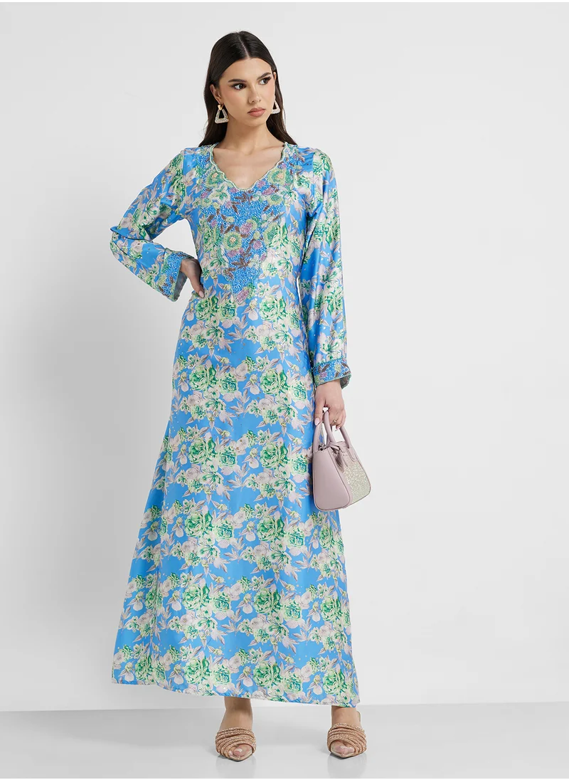 ارابيان كلوزيت Embellished Belted Jalabiya