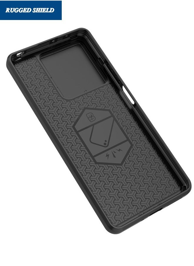 RUGGED SHIELD - Redmi Note 13 Protective Case (Not 4G), Redmi Note 13 Case with Slide Camera Cover, Military Grade Heavy Duty Shockproof Phone Case Cover with Kickstand for Redmi Note 13 5G, Black - Image 1