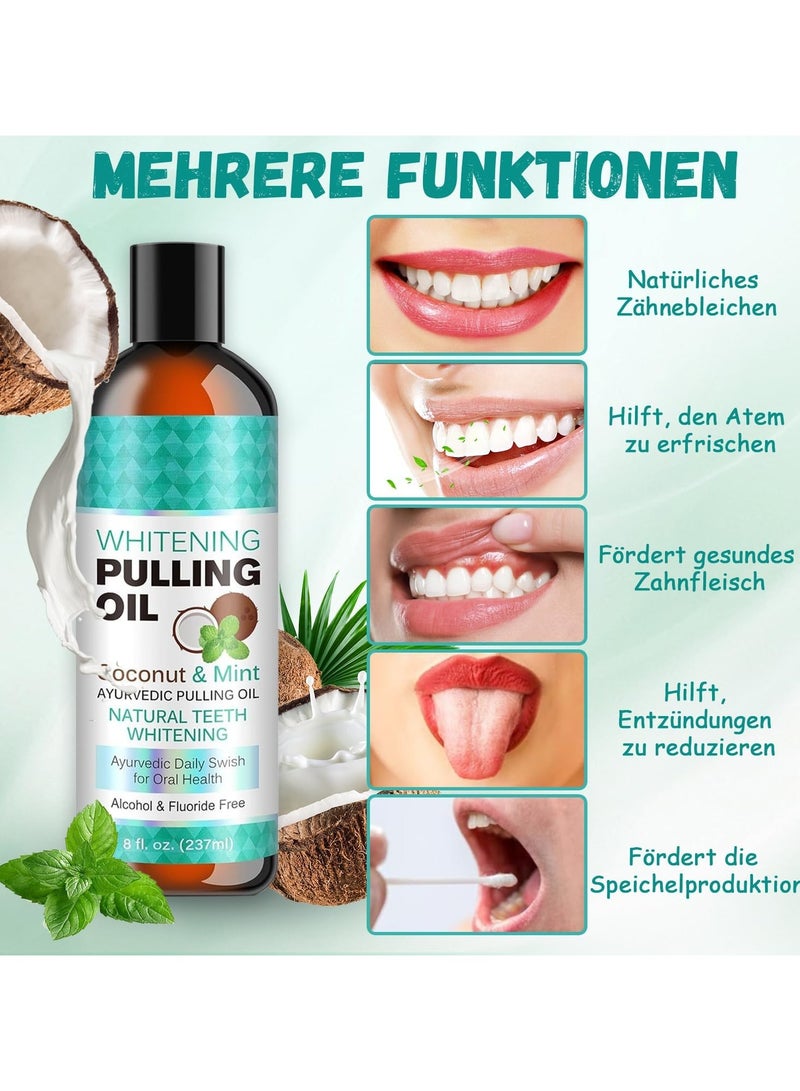ORALHOE Coconut Pulling Oil, 8 Fl.Oz Mint Oil Pulling Mouthwash with Tongue Scraper, Natural Coconut Oil Pulling with Coconut & Peppermint Oil-Mouthwash, Fresh Breath & Teeth Whitening & Healthy - Image 4