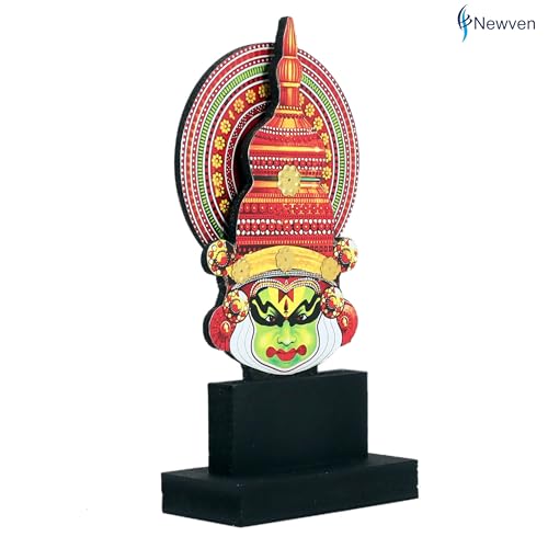 Newven Handcrafted Kathakali Face Stand Traditional Indian Home Decoration & Unique Showpiece for Home Decor, Office Desk, Room Aesthetic & Housewarming Gifts 10 X 6 X 21 CM - Image 5