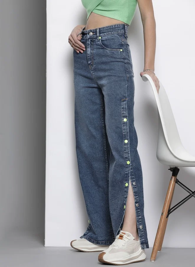 ساسافراس Women High-Rise Straight Fit Side Slit Jeans
