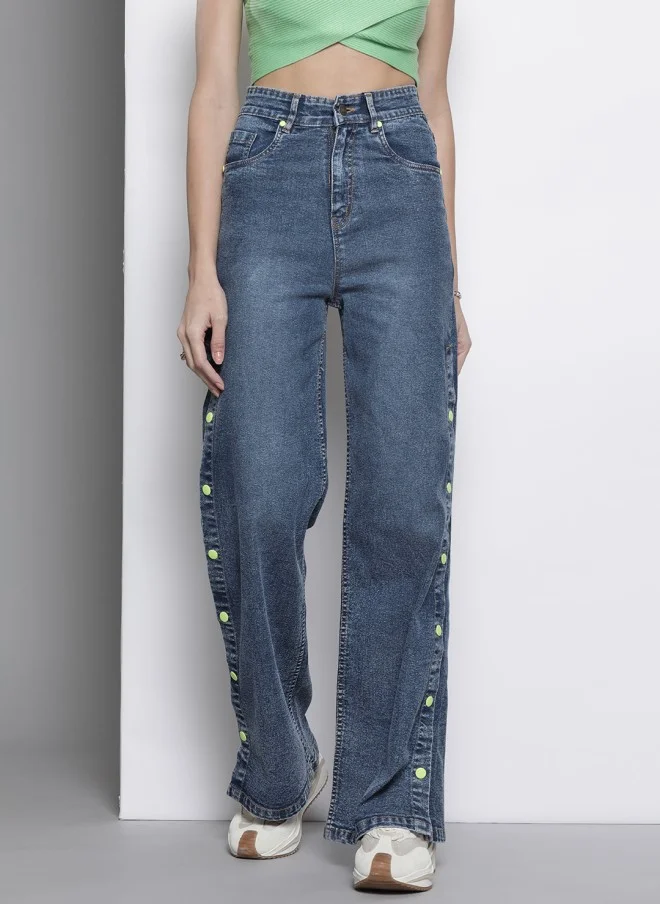 ساسافراس Women High-Rise Straight Fit Side Slit Jeans