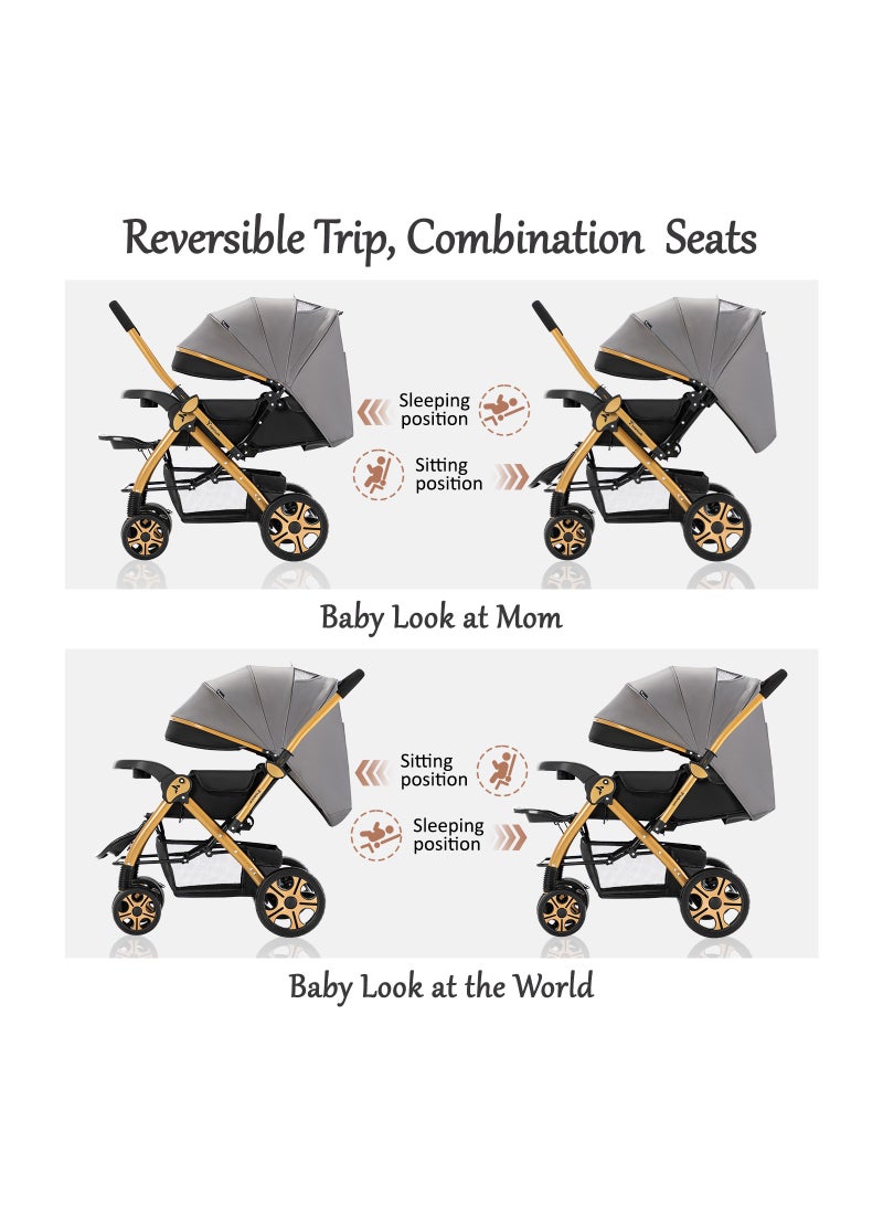 TEKNUM Reversible Trip2 Stroller With Extra-wide Canopy - Grey - Image 5
