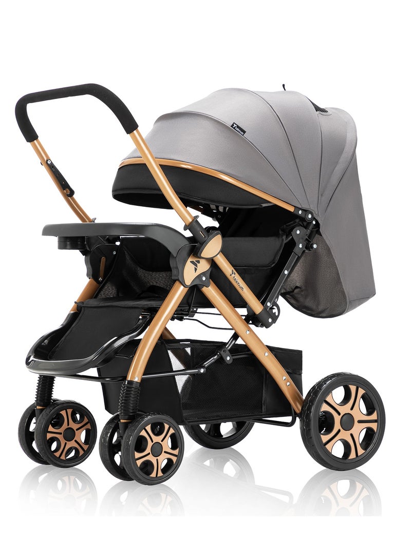 TEKNUM Reversible Trip2 Stroller With Extra-wide Canopy - Grey - Image 1