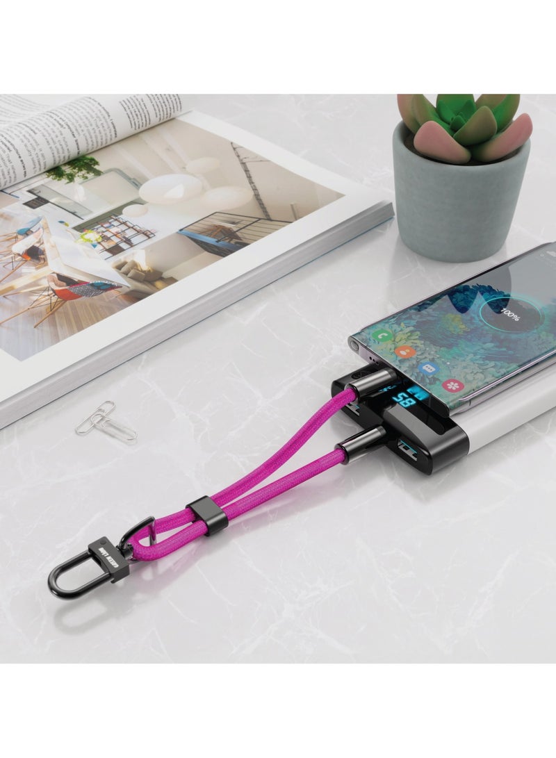 GREEN LION Keychain lanyard USB-C to USB-C 60W / Charge & Sync / Secure & Safe / 30cm Wire /  Wide Compatibility / Fast Charging / 480Mbps Data Transfer - Pink - Image 2