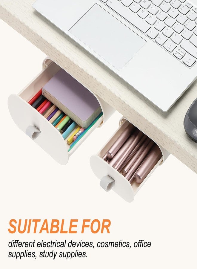 YOKIVE Under Desk Drawer, Self-Adhesive Slide Out Storage Box Attachable Organizer Under Desk Organization for Home Office Classroom, White, Large - Image 3