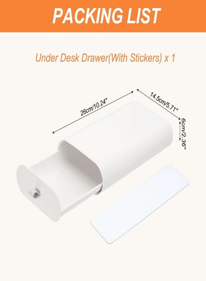 YOKIVE Under Desk Drawer, Self-Adhesive Slide Out Storage Box Attachable Organizer Under Desk Organization for Home Office Classroom, White, Large - Image 2