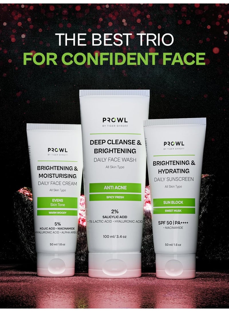 PROWL by Tiger Shroff Special Gift Hamper Box for Mens Grooming | Facewash 100ml  , Face Cream 50ml, Sunscreen 50ml - Image 2
