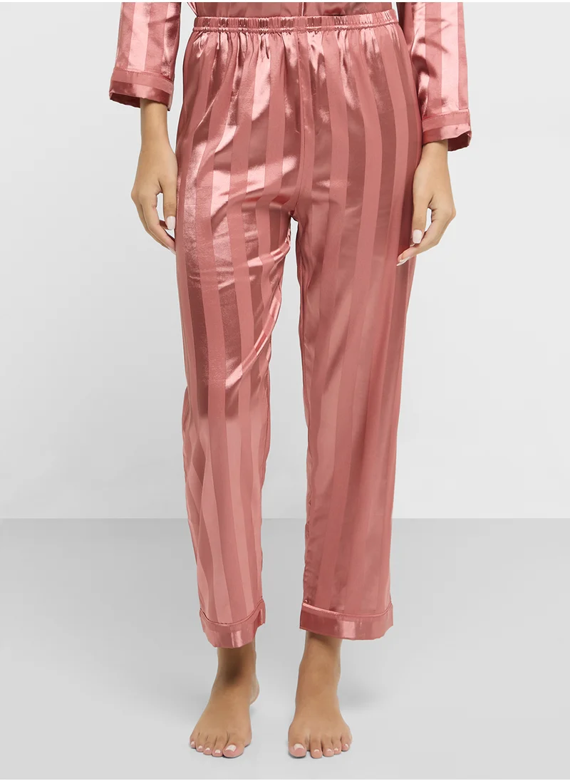 Ginger Satin Stripe Shirt & Pyjama Set
