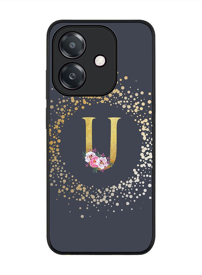 Stylizedd For Oppo A5i Case,Slim fit Camera Protection, Shockproof Thin Phone cover  - Custom Monogram Floral - U  (Grey )